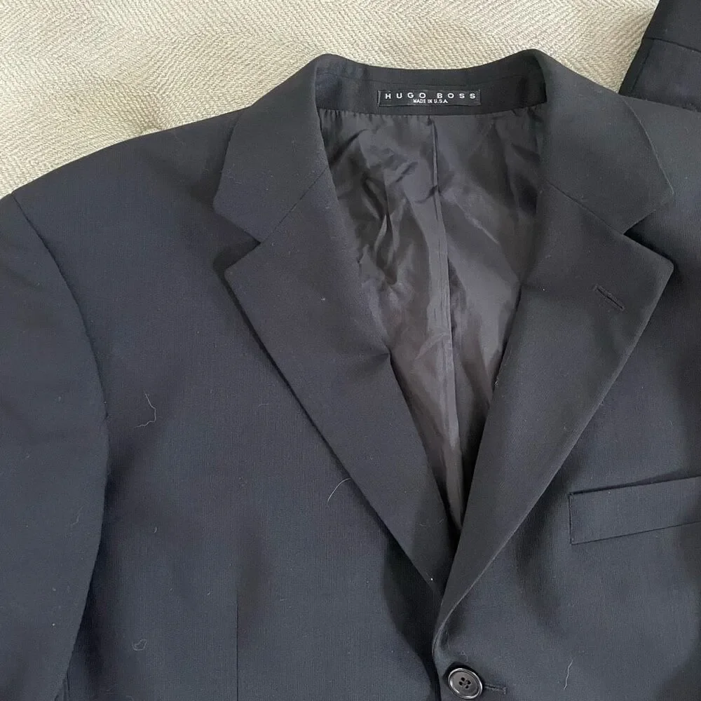 Hugo Boss Black Suit 3 Button Pleated Cuffed 42L